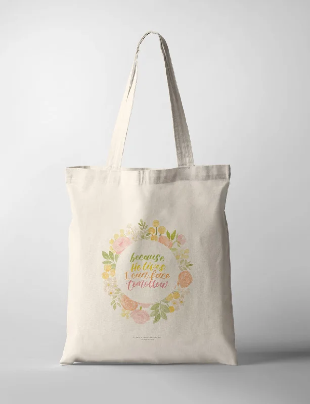 Tote Bag with Adjustable Shoulder Strap in Olive Green for Comfortable CarryingBecause He Lives {Tote Bag} Tote Bag with Adjustable Shoulder Strap in Olive Green for Comfortable CarryingBecause He Lives {Tote Bag}
