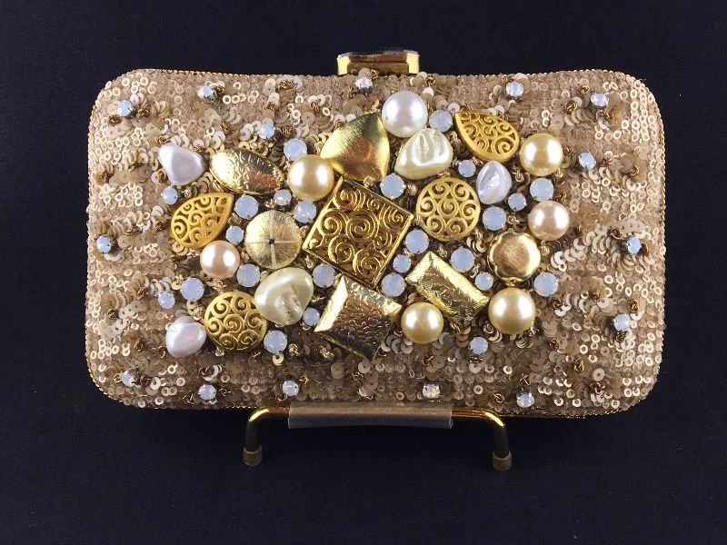 Women's Monogrammed Leather Clutch in Tan for Personalized StyleFancy Sequence and beaded clutch Women's Monogrammed Leather Clutch in Tan for Personalized StyleFancy Sequence and beaded clutch