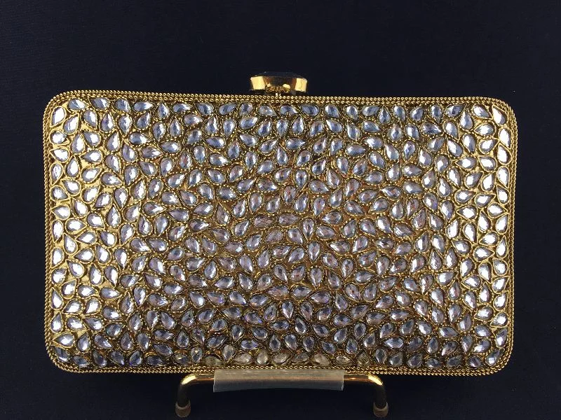 Snake - Skin Effect Clutch in Green for Exotic PartiesGold clutch