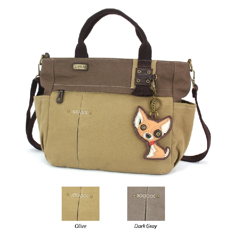 Women's Printed Tote Bag in Floral Patterns for a Spring - Themed Shopping TripMulti Pocket Tote - Chihuahua Women's Printed Tote Bag in Floral Patterns for a Spring - Themed Shopping TripMulti Pocket Tote - Chihuahua