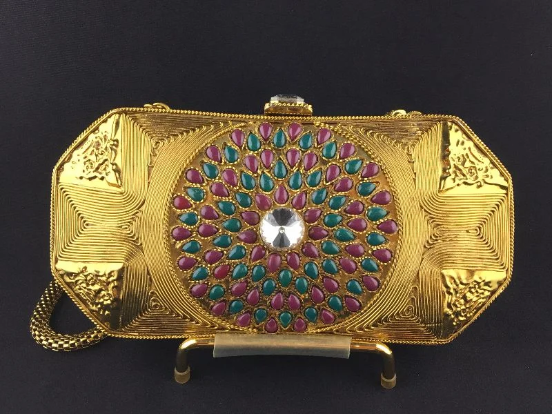 Bejeweled Clutch in Purple for Opera PerformancesRuby and emerald colored clutch Bejeweled Clutch in Purple for Opera PerformancesRuby and emerald colored clutch
