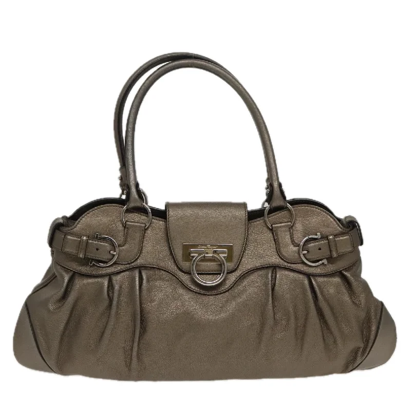 Embroidered Tote Bag in Beige with Floral Motifs for a Boho - Chic VibeSalvatore Ferragamo Gancini Leather Shopper Bag (Pre-Owned) Embroidered Tote Bag in Beige with Floral Motifs for a Boho - Chic VibeSalvatore Ferragamo Gancini Leather Shopper Bag (Pre-Owned)