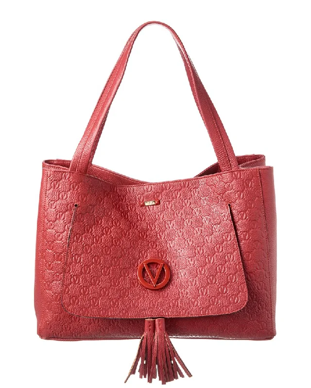 Women's Tote Bag with Inner Compartments in Gray for Organizing Everyday EssentialsValentino by Mario Valentino Ollie Dollaro Monogram Leather Tote Women's Tote Bag with Inner Compartments in Gray for Organizing Everyday EssentialsValentino by Mario Valentino Ollie Dollaro Monogram Leather Tote