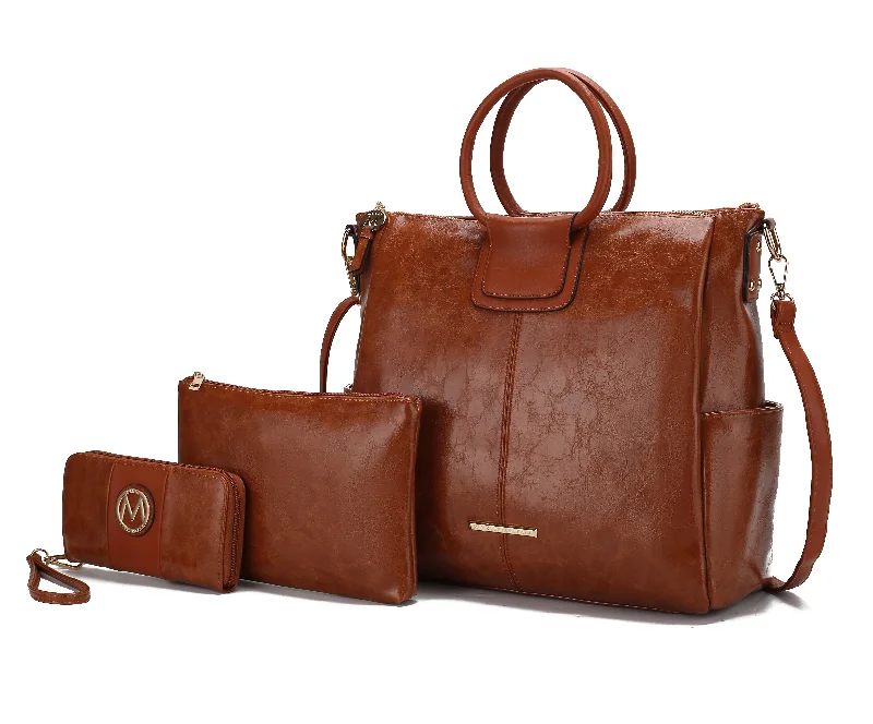 Monogrammed Tote Bag in Brown Leather with Personalized Initials for a Custom and Elegant TouchZori Vegan Leather Women’s Tote Bag with pouch and wallet -3 pieces Monogrammed Tote Bag in Brown Leather with Personalized Initials for a Custom and Elegant TouchZori Vegan Leather Women’s Tote Bag with pouch and wallet -3 pieces